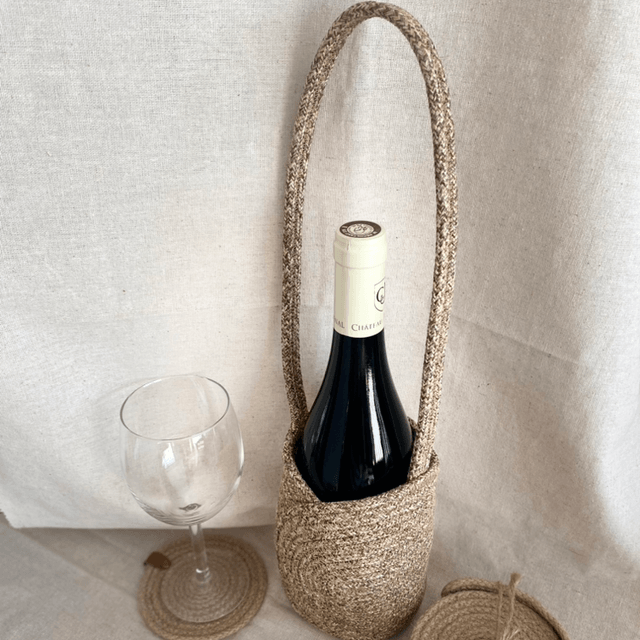 Sac  porte-bouteille en corde 